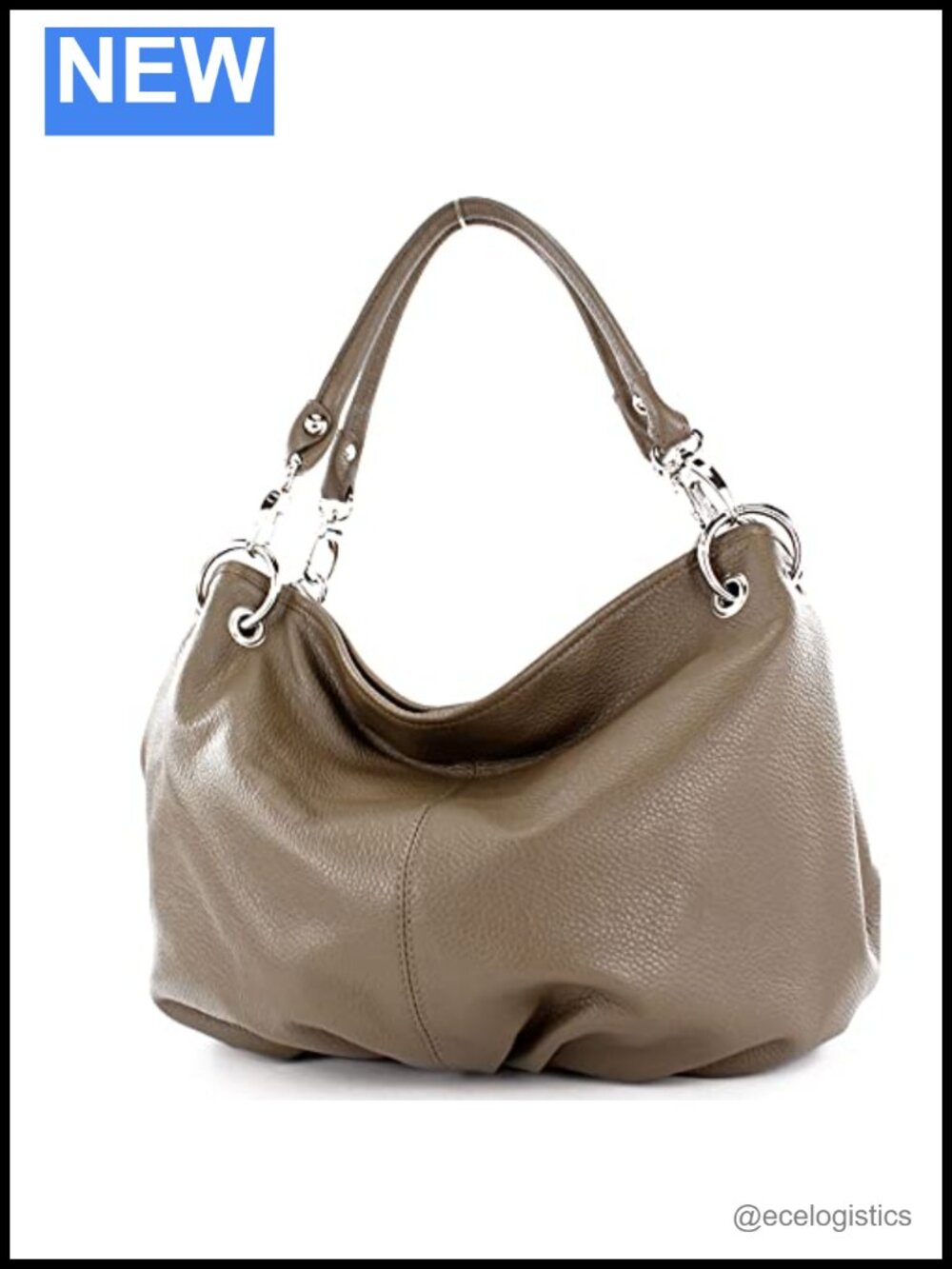 Italian Leather Shoulder Bag Handmade Hobo Purse w/ Multiple Pockets